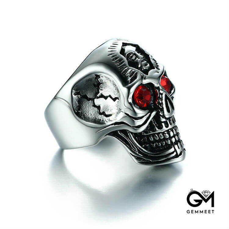 Vintage Punk Red-eyed Ghost Head Ring