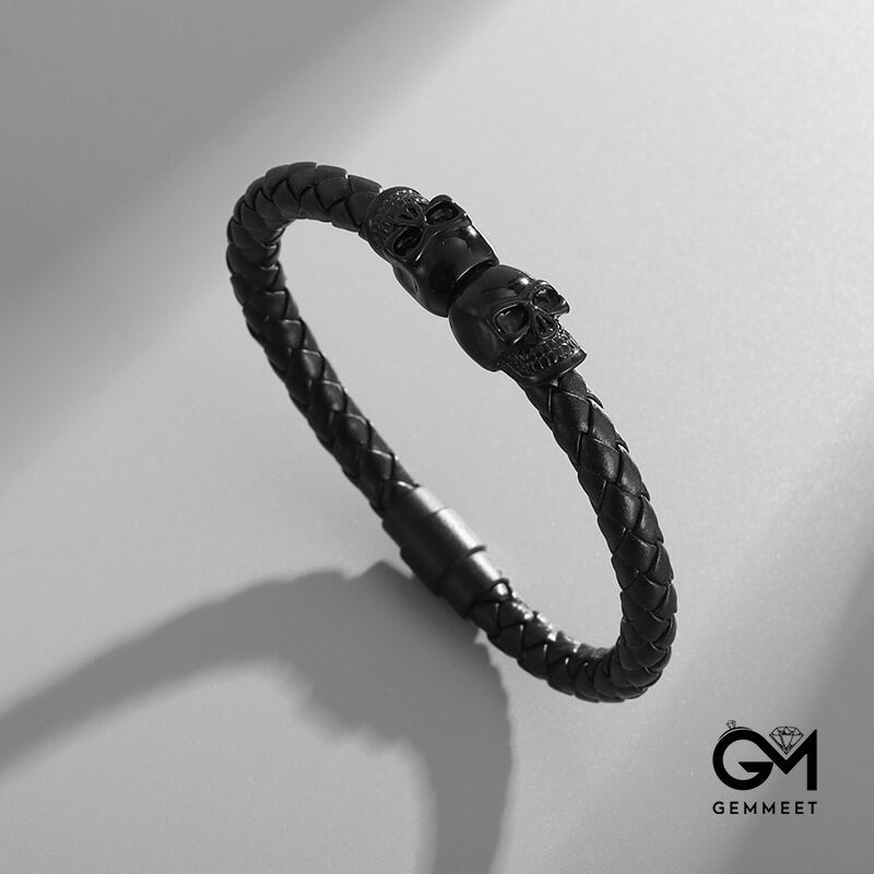 Punk Skull Braided Magnetic Buckle Bracelet