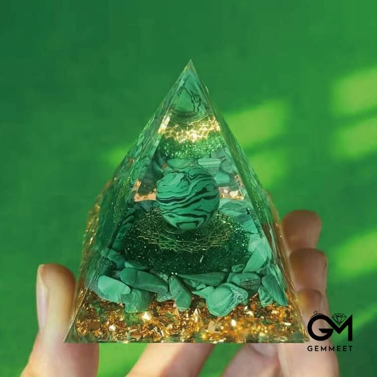 Malachite Protection Orgone Pyramid