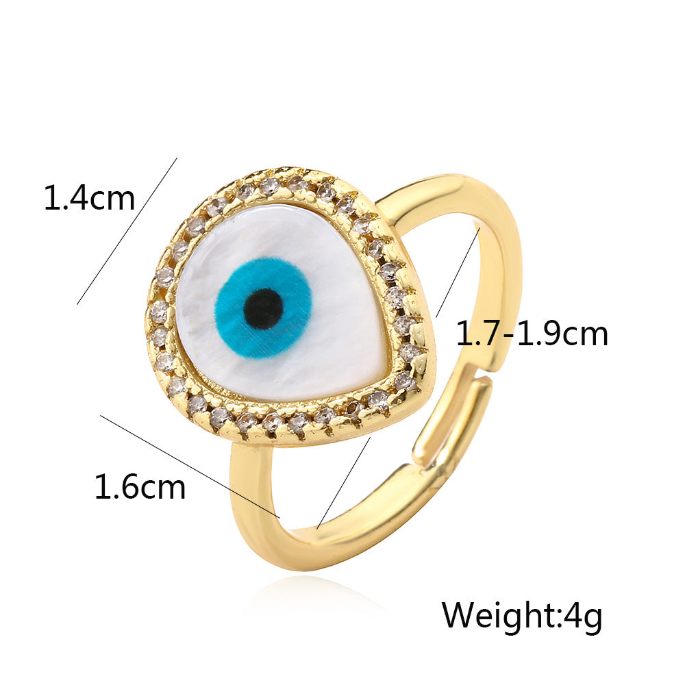 Drip Shape Evil Eye Halo Signet Ring