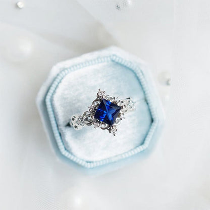 Hollow Square Sapphire Ring