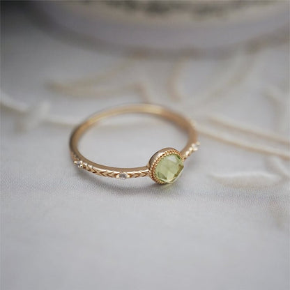 Natural Round Cut Green Peridot Ring