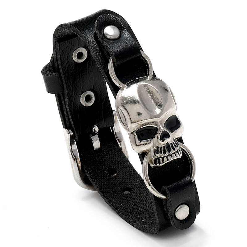 Simple Skull Leather Bracelet Personality Trend Street Halloween Bracelet