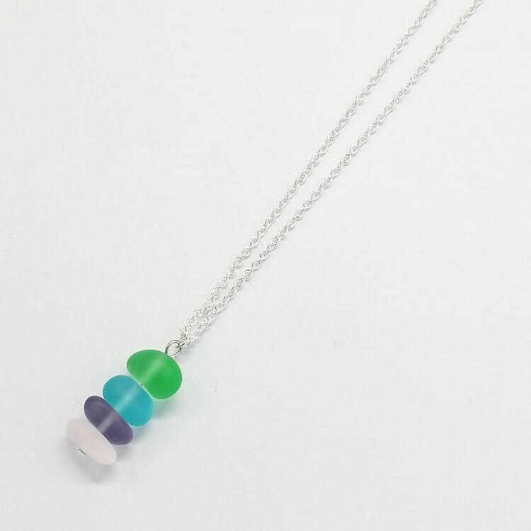 Sea Glass Beaded Pendant Necklace