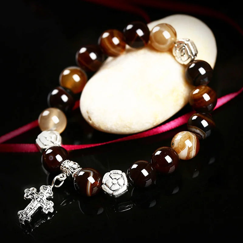 Natural Crystal Cross Symbol Bracelet