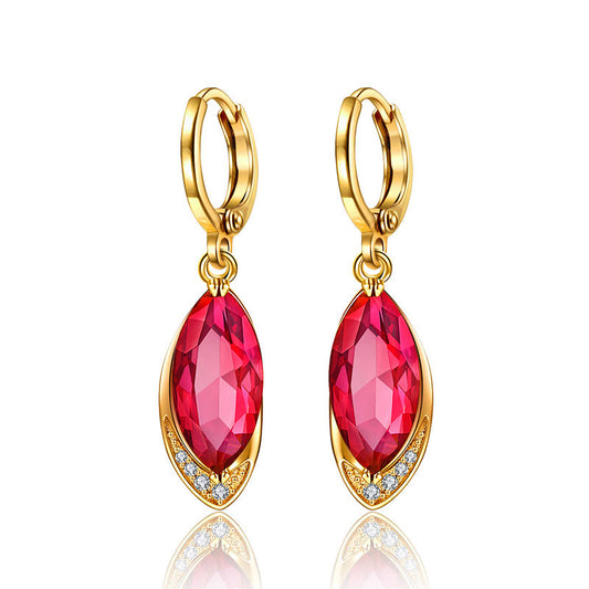 Retro Fashion Imitation Ruby Zircon Earrings