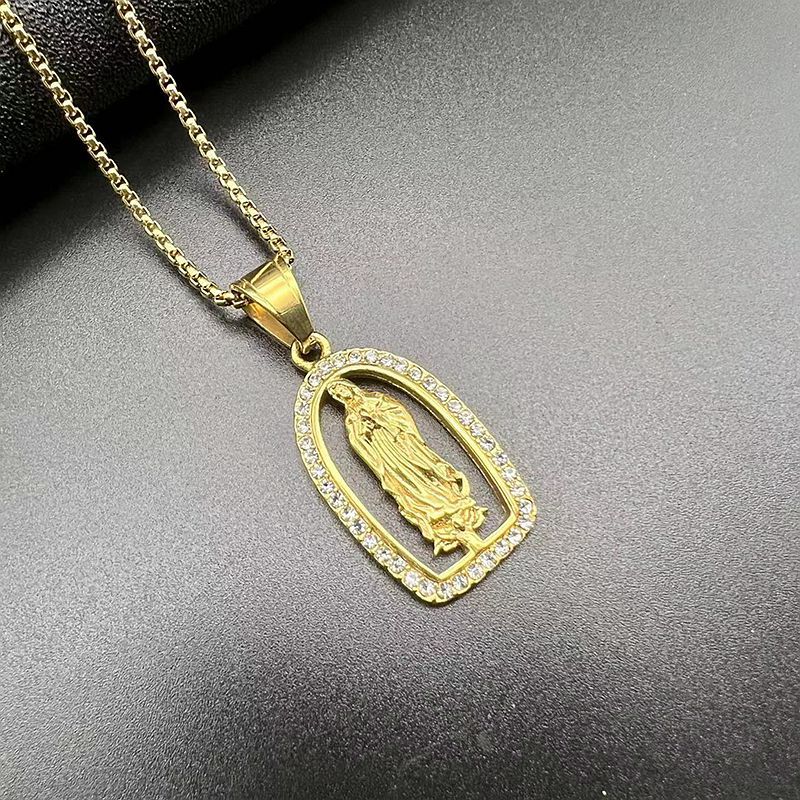 Hip Hop Gold Plated Zircon Virgin Mary Pendant