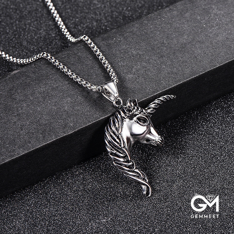 Stainless Steel Unicorn Pendant Necklace