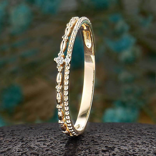 Delicate Milgrain Stacking Wedding Ring