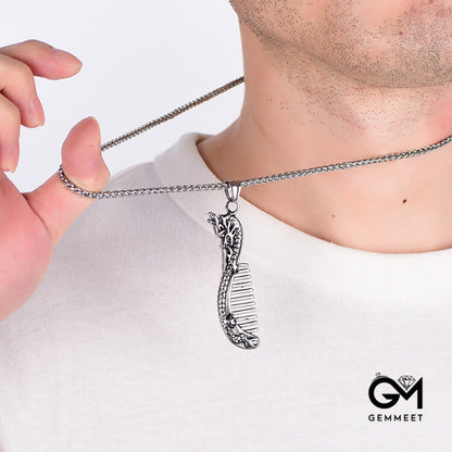 Titanium Steel Comb Hip Hop Necklace