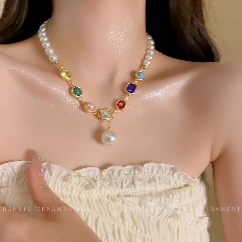 Candy-colored Pearl Beaded Necklace