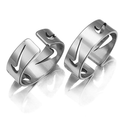 Simple Personality Creative Tick Stainless Steel Open Ring