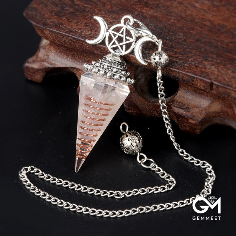 Colored Stone Resin Crystal Hexagon Cone Spirit Pendulum