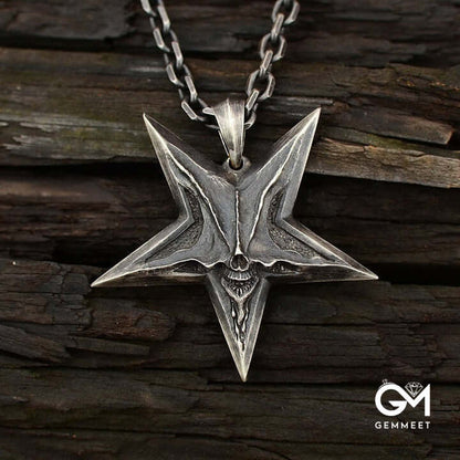 Vintage Pentagram Starfish Skull Necklace