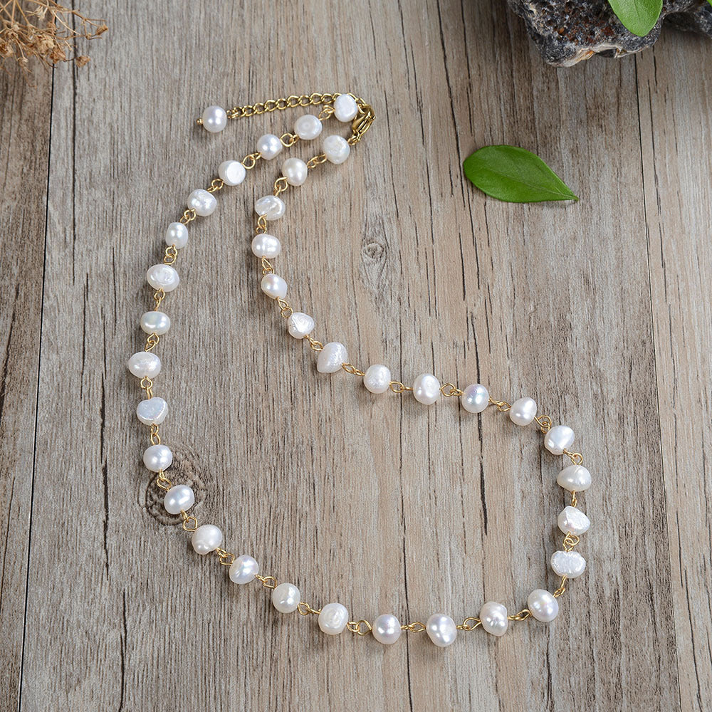 Stained Glass Bead Pearl Necklace