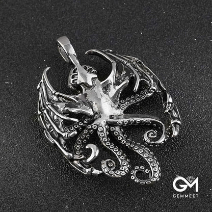 Vintage Demon Octopus Titanium Steel Necklace