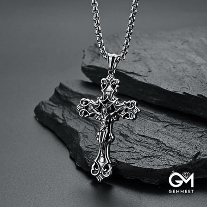 Men's Stainless Steel Gothic Jesus Christ Cross Necklace