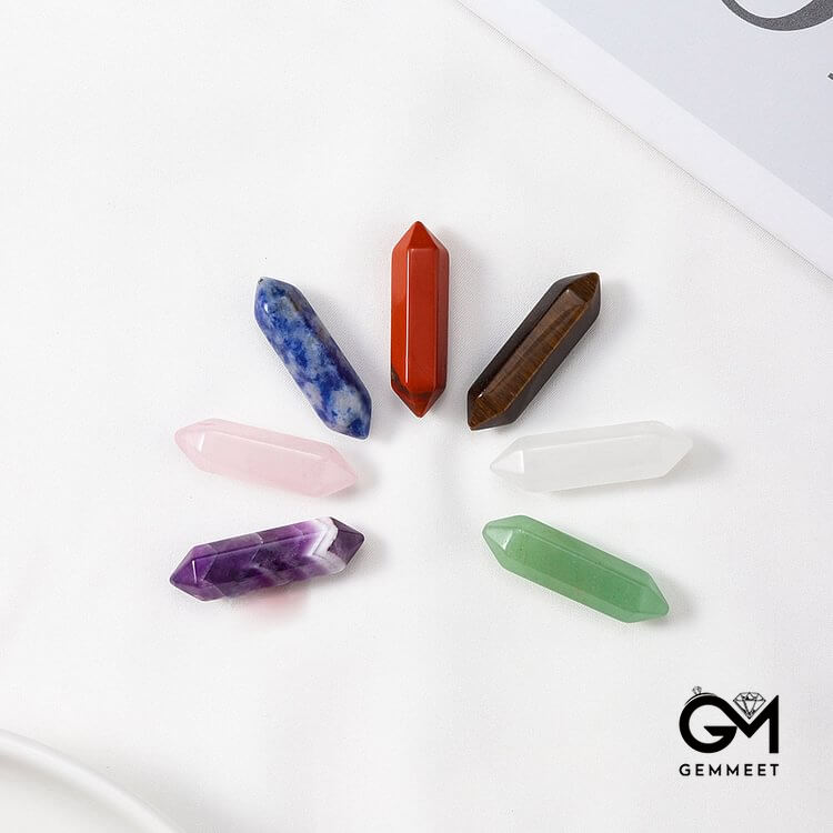 Crystal Double Pointed Column Chakra Stone Decoration