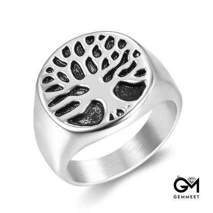 Tree of Life Stainless Steel Leaf Ring