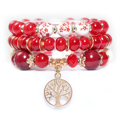 Boho Handmade Tree Of Life Crystal Bracelet Set