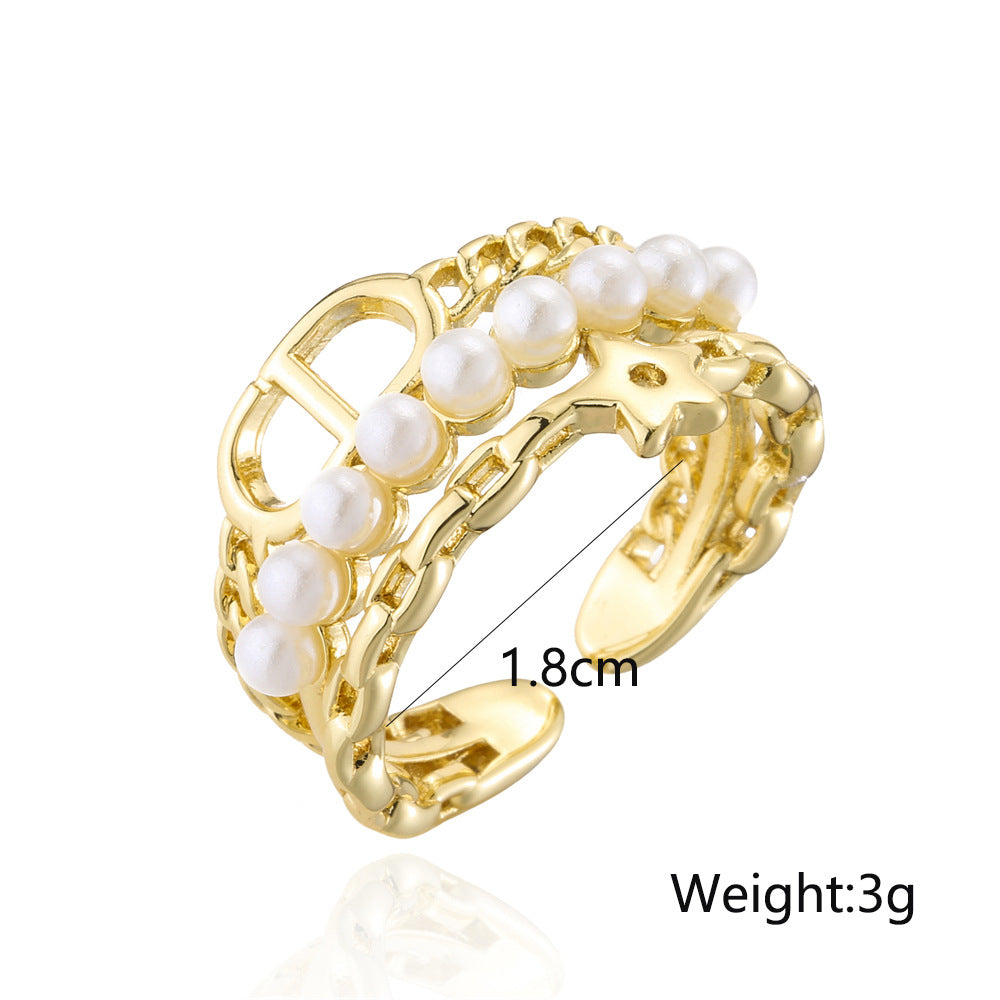 3 Layers Star Totem Full Stones Pearl Ring