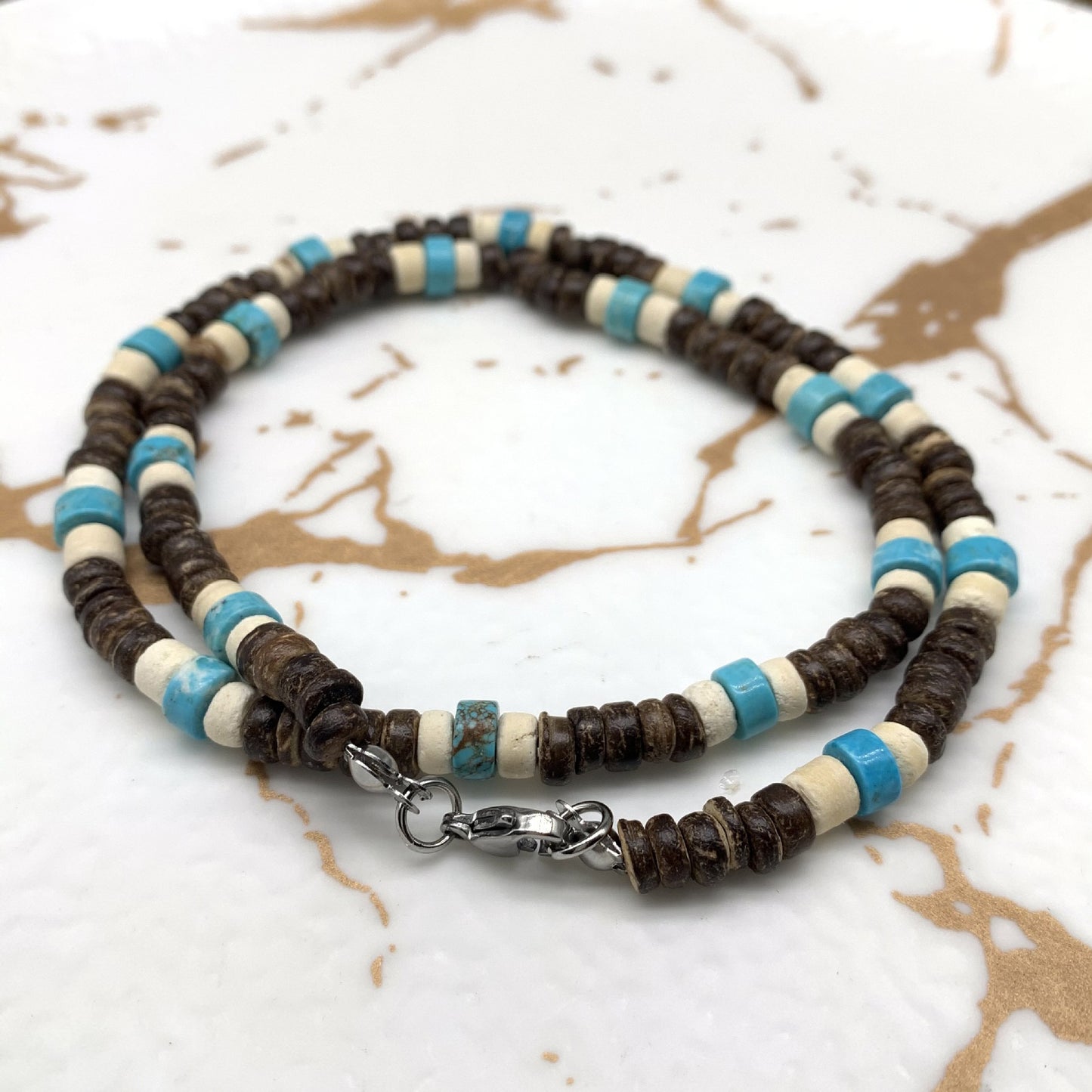 Trendy Coconut Shell Turquoise Necklace