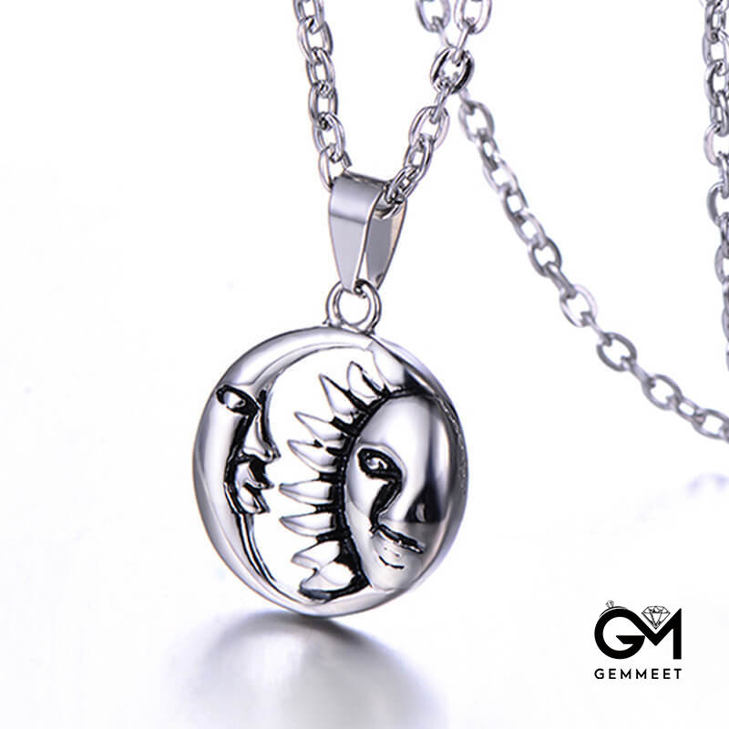 Stainless Steel Day and Night Look At Each Other Necklace