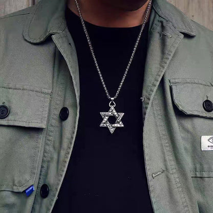 Vintage Double-sided Hexagram Punk Hipster Pendant