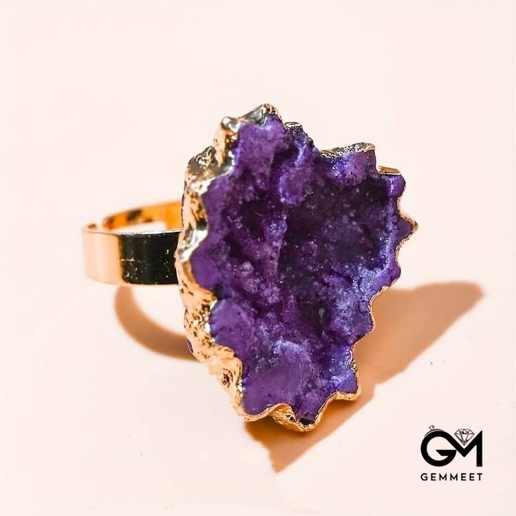 Irregular Crystal Sun Flower Sliced Ring