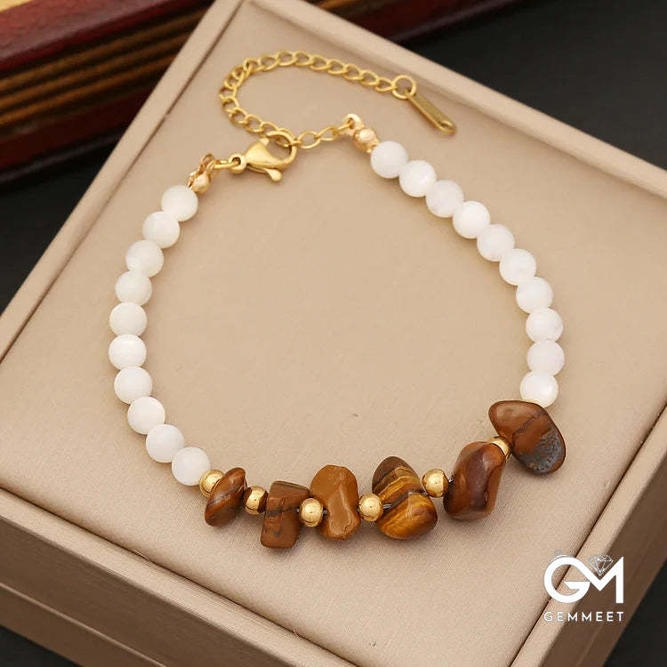 Irregular Stone & Shell Jewelry Bracelet