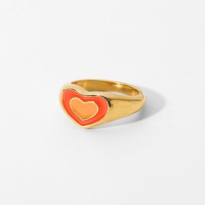 Cute Oblate Heart Shape Signet Ring