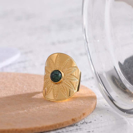 Natural Stone Carved Protection Ring