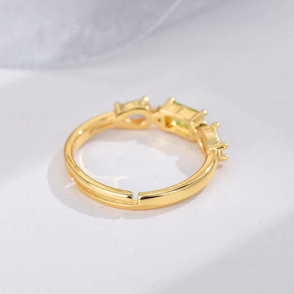 Topaz Gold Plated Crystal White Green Zircon Ring