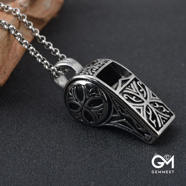 Men's Titanium Steel Whistle Vintage Necklace