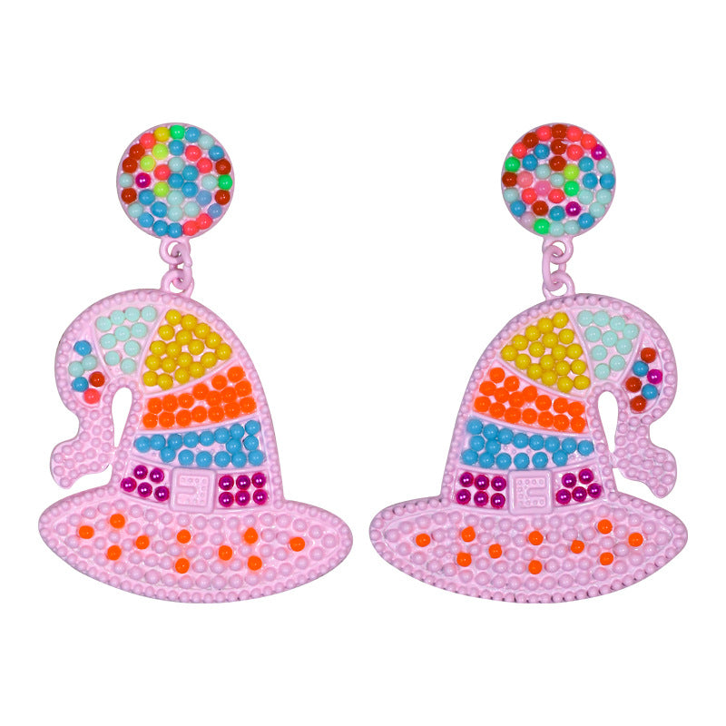 Halloween Cute Magic Hat Bead Earrings