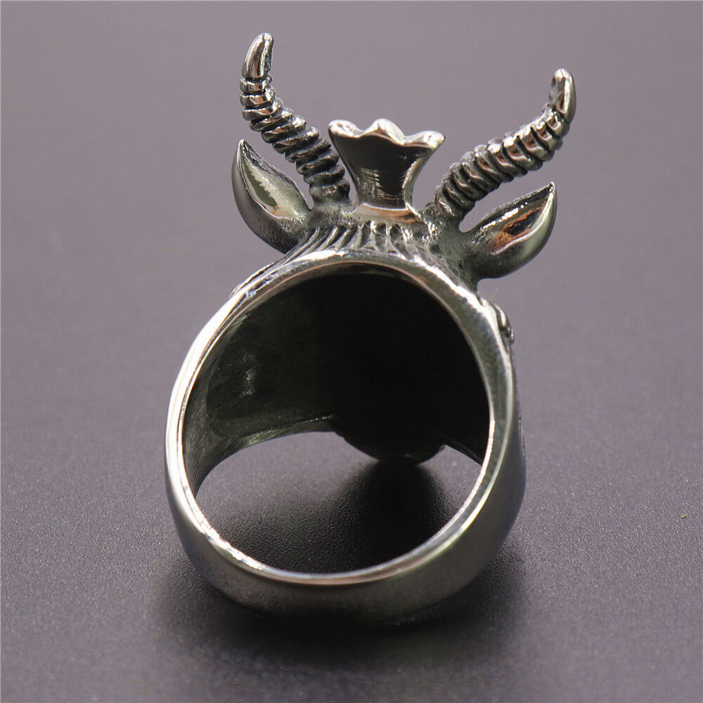 Stainless Steel Pentagram Satan Sheep Ring