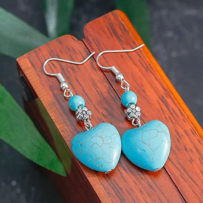 Turquoise Heart Drop Earrings