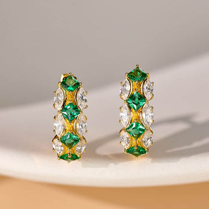 Marquise Diamond Green Spinel Stud Earrings Gold Delicate Earrings