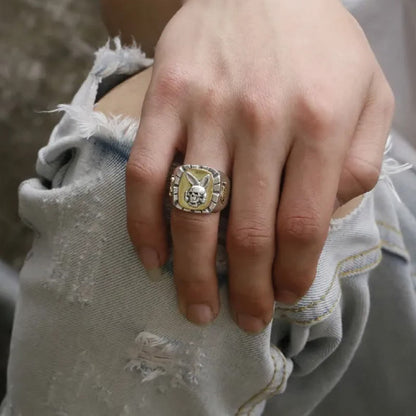 Skull Rabbit Bugs Punk Style Ring