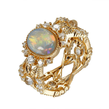 Faux White Opal Hollow Ring