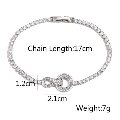 Hollow Circle Flow line Full Stones Bracelet