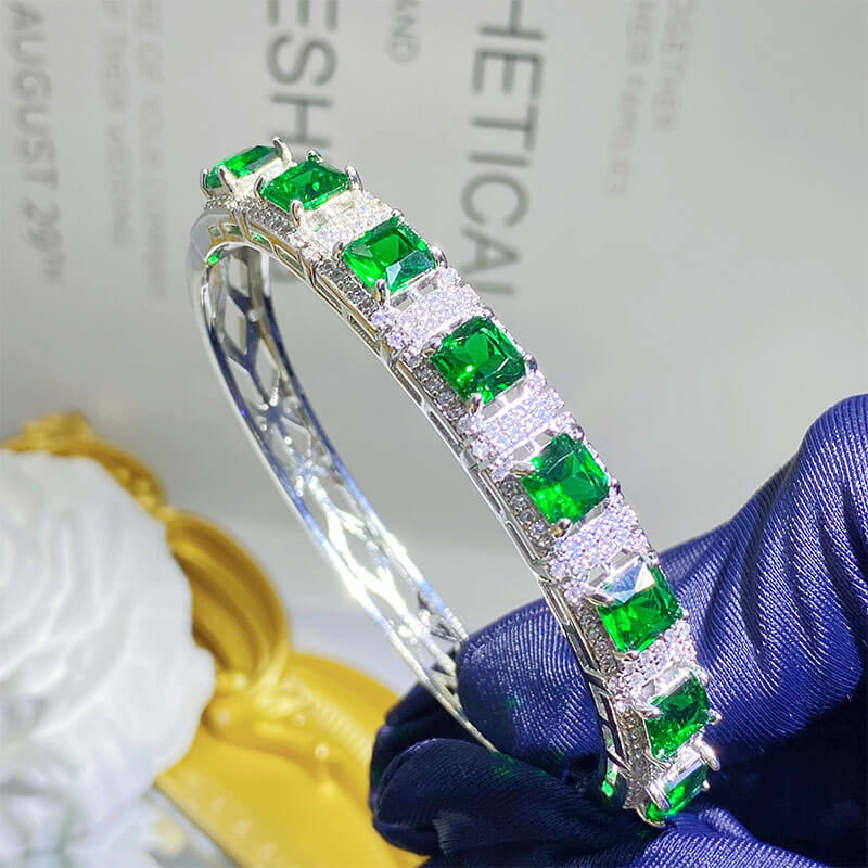 New Simulation Natural Emerald Bracelet Diamond Luxury Jewelry Bracelet