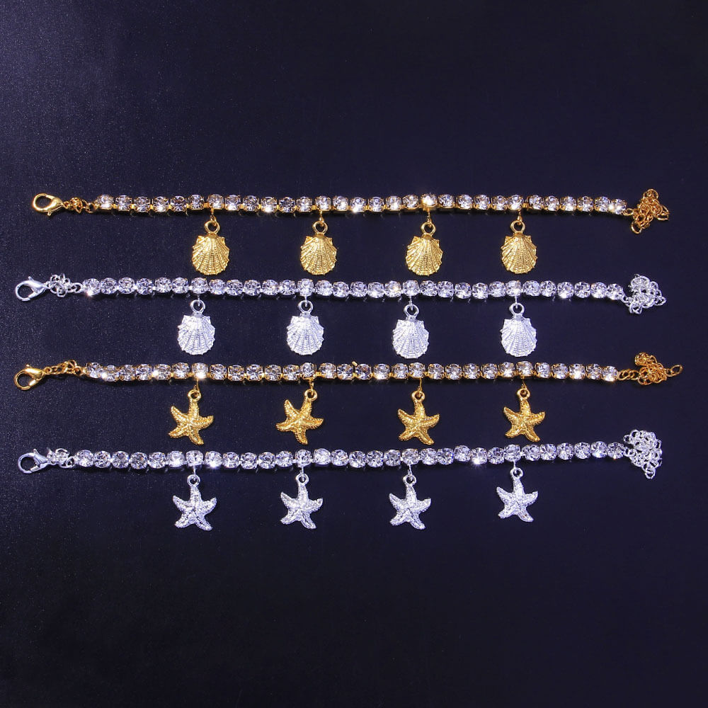 Alloy Shell Starfish Zircon Anklet