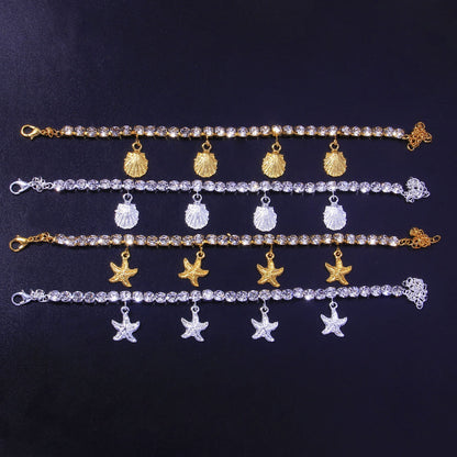 Alloy Shell Starfish Zircon Anklet