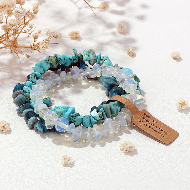 Irregular Crystal Gravel Three Layer Bracelet