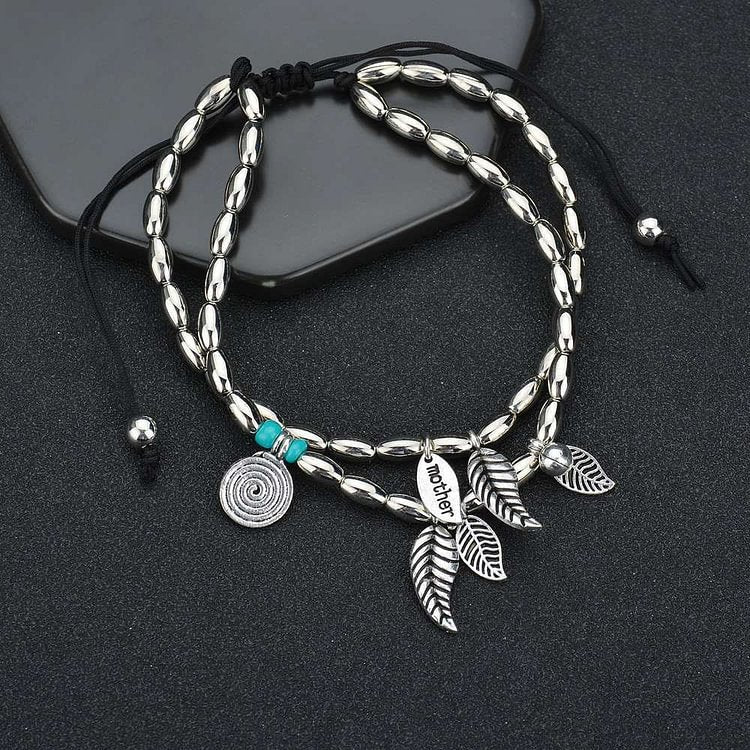 Turquoise Silver Leaf Double Layer Bracelet Anklet