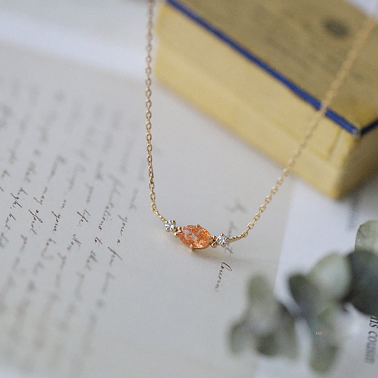 Natural Sun Stone Healing Stone Charm Necklace