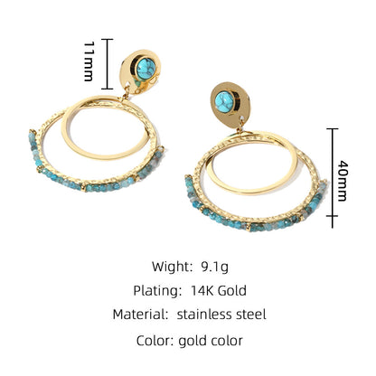 Gloden Intersect Double Big Hoop Dangle Earrings