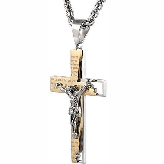 Men's Stainless Steel Cross Prayer Necklace