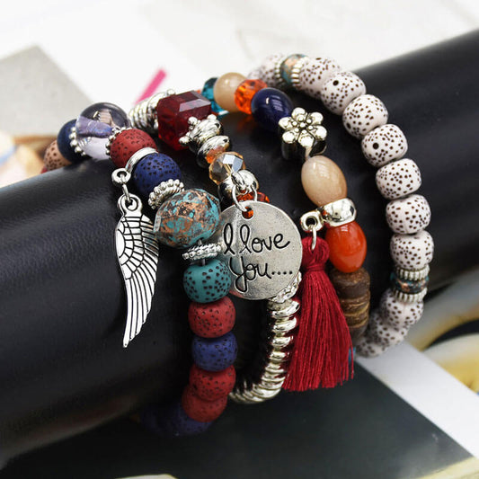 Bohemian Ethnic Beaded Layered Alloy Bracelet